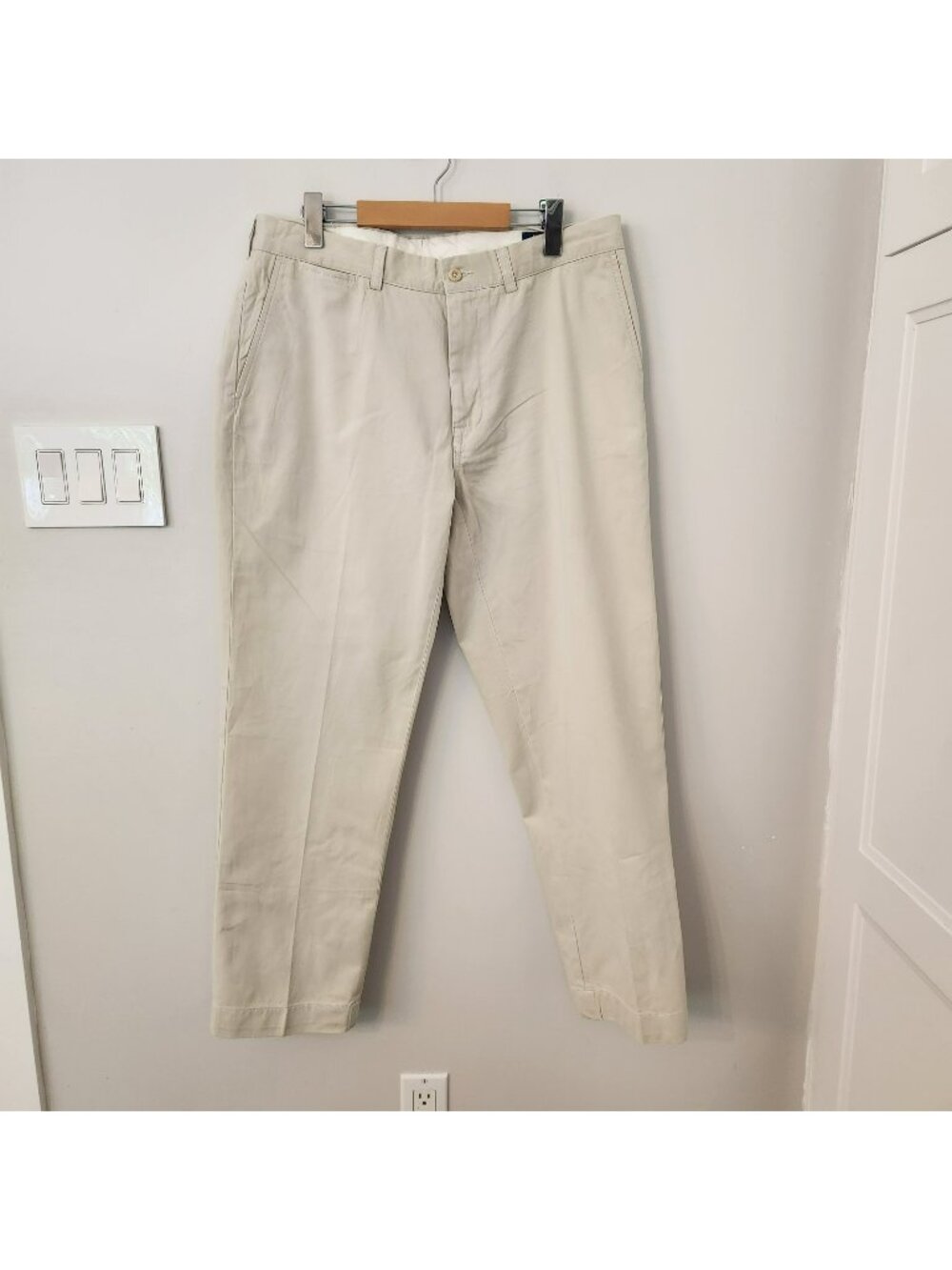 Polo Ralph Lauren Classic Fit Pants Mens 36x30 Beige Flat Front Chino 5 Pocket